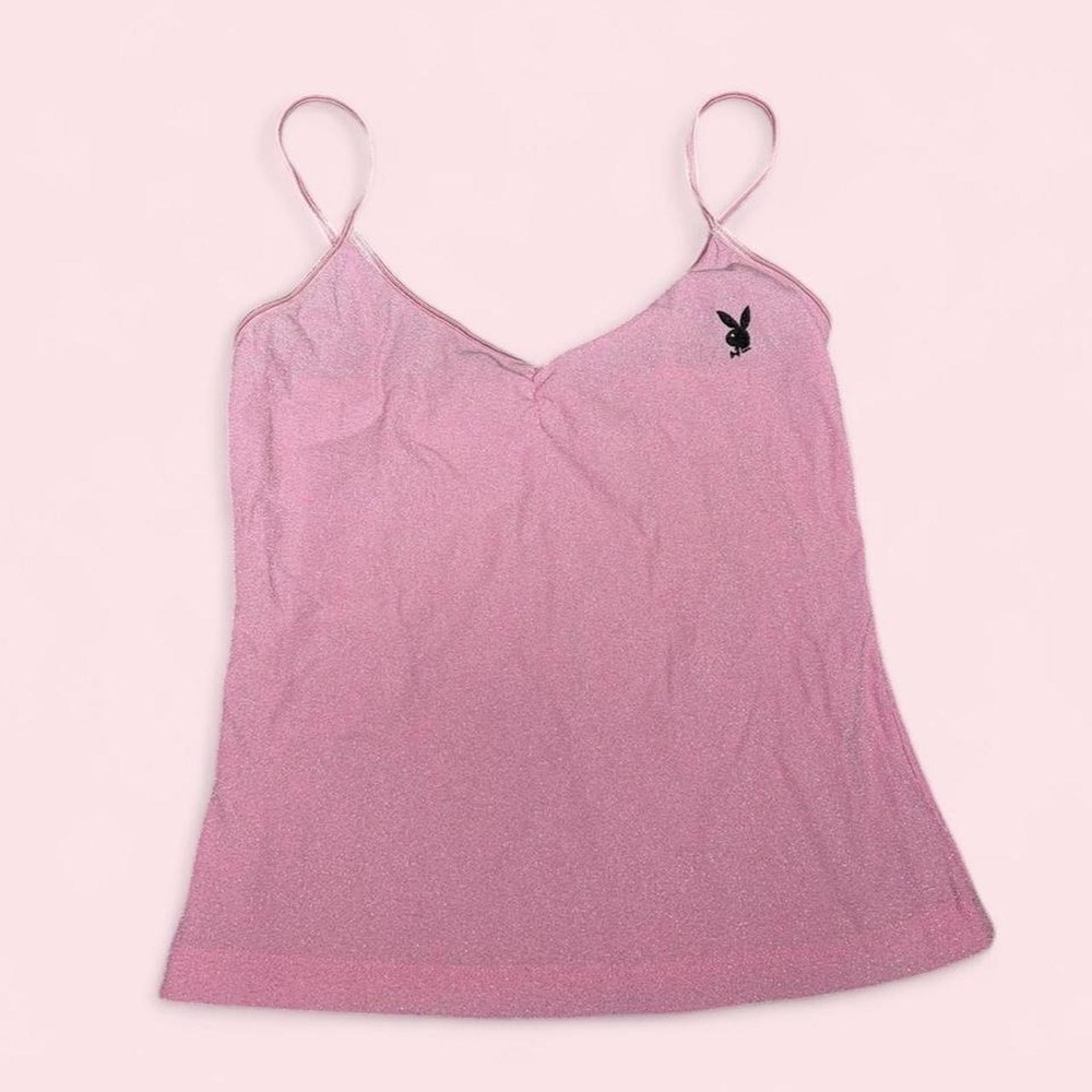 Playboy Intimates Tank Top Womens XS S Pink Logo Cami Spaghetti Strap Y2K